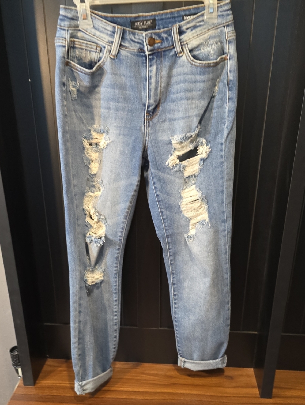 Judy Blue Light Blue Ripped Boyfriend Jeans